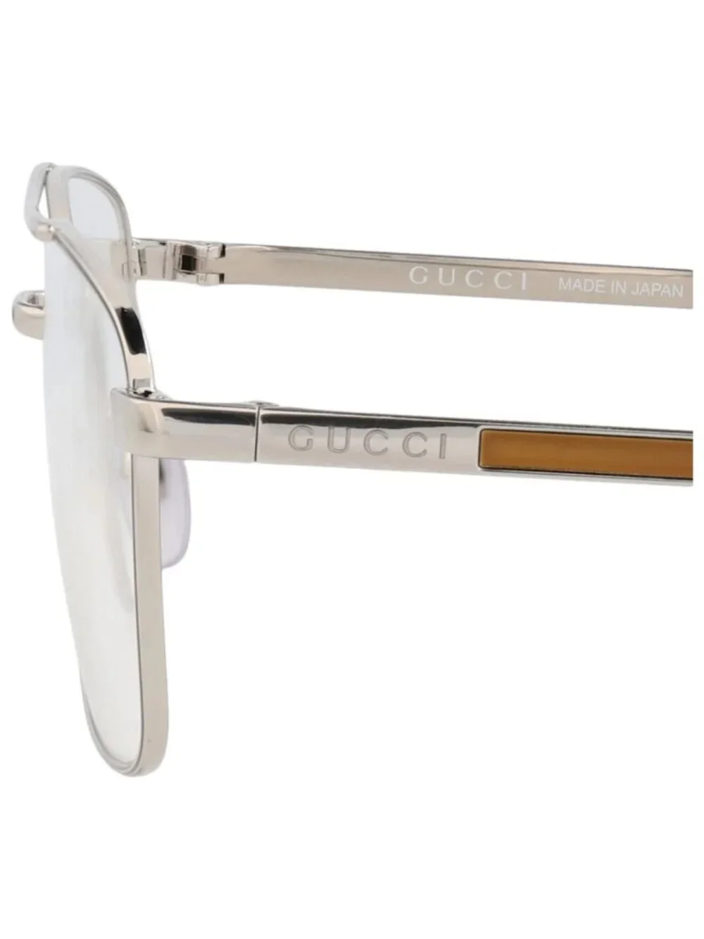 New Gucci Women's Eyeglasses Aviator Metal Frame Mens Silver Silver Transparent